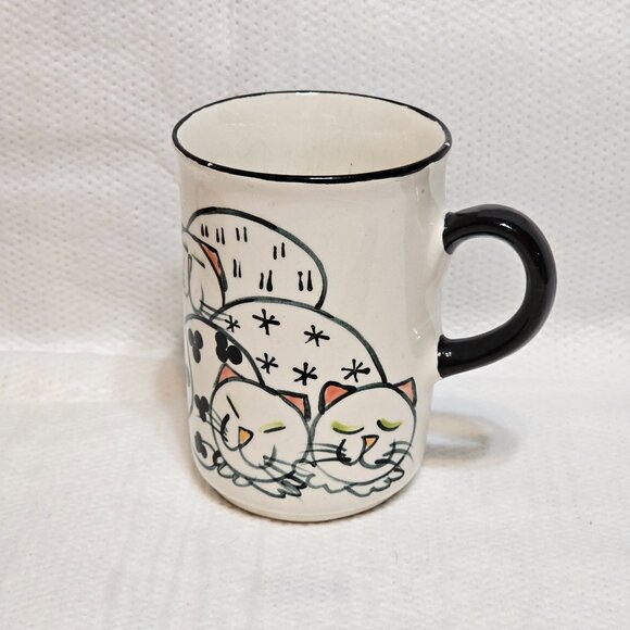 Hand Painted Cat Mug "Moggy about Cats" Signed by Artist 2007 Stained Inside - Picture 5 of 10